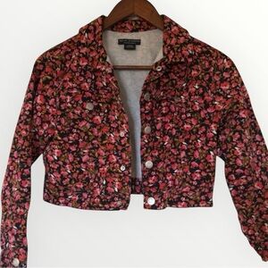 Social Standards by Sanctuary Girls Cropped Floral Jacket 100% Cotton size 10/12
